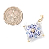 Handmade Flower Printed Porcelain Ceramic Pendants PALLOY-MZ01252-2