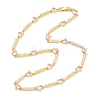 Brass Pave Pink Cubic Zirconia Heart Link Chain Necklaces KK-CBA4547-16A-G-5