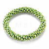 AB Color Plated Faceted Opaque Glass Beads Stretch Bracelets BJEW-S144-003D-09-2