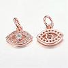 CZ Brass Micro Pave Cubic Zirconia Evil Eye Charms ZIRC-L018-10RG-2