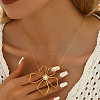 Elegant Stainless Steel & Imitation Pearl Hollow Flower Pendant Necklaces for Women TN2016-1-3