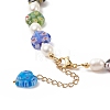 Natural Pearl & Millefiori & Brass Beaded Necklace for Women NJEW-JN04177-02-6