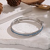 304 Stainless Steel Micro Pave Cubic Zirconia Bangles for Women MA1312-2-1