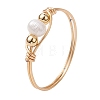 Copper Wire Wrapped Natural Cultured Freshwater Pearl Beads Finger Rings for Women RJEW-JR00775-01-1