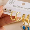 3 Pairs Evil Eye 304 Stainless Steel Enamel Hoop & Stud Earring Sets EJEW-Z166-02G-02-1