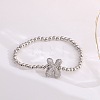 Brass Micro Pave Clear Cubic Zirconia Beaded Stretch Bracelets for Women FS-WG5260F-23-1