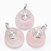 Natural Rose Quartz Pendants G-F573-C12-1