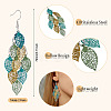 2 Pairs 430 Stainless Steel Leaf Dangle Earrings EJEW-TA0001-83D-4