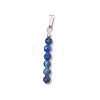 12Pcs 12 Styles Natural Mixed Stone Faceted Round Beaded Pendants PALLOY-JF03556-02-2