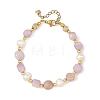 Natural Kunzite Nuggets and Potato Natural Cultured Freshwater Pearl Beaded Bracelets BJEW-JB14388-3