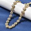 Brass Micro Pave Clear Cubic Zirconia Flat Round Link Chain Necklaces for Women NJEW-B157-18G-3