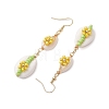 Cowrie Shell Flower Dangle Earrings EJEW-MZ00250-02-4