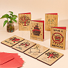 Rectangle with Pattern Wooden Greeting Cards DIY-CP0006-75J-6