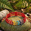 3Pcs Adjustable Chakra Natural & Synthetic Mixed Stone Round Bead Braided Bracelet Sets ZZ4943-1-3