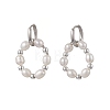 Natural Freshwater Pearl & Synthetic Hematite Bead & 202 Stainless Steel Hoop Earrings EJEW-JE07228-2
