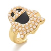 Ghost Brass Enamel Cuff Rings for Women RJEW-B117-02G-4