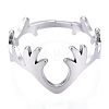 304 Stainless Steel Deer Antler Adjustable Ring for Women RJEW-T027-06P-3