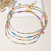 4Pcs 4 Styles Ethnic Style Rainbow Color Square Natural Shell & Glass & Glass Seed Beaded Necklaces for Women BO1499-1-2