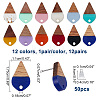 12 Pairs 12 Colors Transparent & Opaque Resin & Walnut Wood Stud Earring RESI-FH0001-42-4