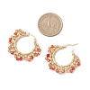 3 Pairs Brass Natural Gemstone Hoop Earrings EJEW-TA00782-4