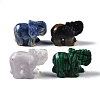 Natural & Synthetic Mixed Gemstone Carved Elephant Figurines DJEW-M015-07-1