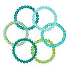 6Pcs 6 Styles 8mm Glass Round Beaded Stretch Bracelet Sets BJEW-TAC0025-2