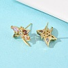 Brass Micro Pave Cubic Zirconia Stud Earrings EJEW-F400-02F-G-4