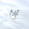 Alloy Rhinestone Snowflake Cuff Open Rings for Women WGB7CFA-01-3