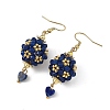 Glass & Dyed Natural Malaysia Jade & Lapis Lazuli Dangle Earrings EJEW-MZ00814-03-4