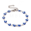 Enamel Oval with Evil Eye Link Chains Bracelet BJEW-P271-04P-04-1