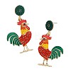 Alloy Enamel Dangle Stud Earrings FS-WG6CE38-13-1