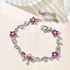Brass Micro Pave Cubic Zirconia Link Chain Bracelets for Women BJEW-C156-04E-03P-2