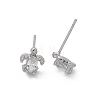 Brass & Clear Cubic Zirconia & Glass Stud Earrings EJEW-Q014-15P-2