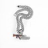 Hiphop Style Zinc Alloy Full Crystal Rhinestone Enamel Gun Shaped Pendant Cuban Link Chain Necklaces for Men WG2EDE4-02-1