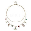 Brass Satellite Chains Double Layer Necklace NJEW-TA00072-1