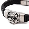 Men's Braided Black PU Leather Cord Bracelets BJEW-K243-39B-AS-2