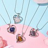 Heart Shaped & Hollow Out Natural Gemstone Pendant Necklaces NJEW-JN04594-2