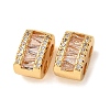 Brass Micro Pave Clear Cubic  Zirconia Slide Charms KK-K422-13G-1