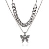 2Pcs Alloy Crystal Rhinestone Butterfly Pendant Necklaces for Women WG05CA5-04-2