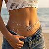 Zinc Alloy Crystal Rhinestone Butterfly Tassel Double Layer Waist Chains for Women WG9748F-02-1