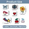 14Pcs 7 Styles Embroidery Cloth Brooches JEWB-FH00047-2