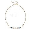 Natural Pearl Rice Beaded Necklaces with 304 Stainless Steel Paperclip Chains NJEW-JN05977-01-3