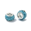 Polymer Clay Rhinestone European Large Hole Beads with Silver Color Plated Brass Cores FPDL-R002-12-2