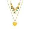304 Stainless Steel Enamel Evil Eye Heart Pendant Double Layer Necklaces with Synthetic Turquoise for Women WGD59F3-01-5