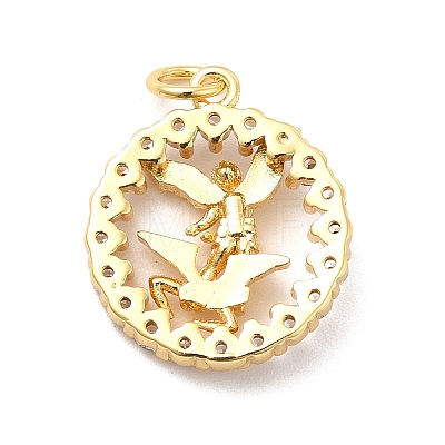 Rack Plating Brass Micro Pave Cubic Zirconia Pendants KK-K270-33G-1