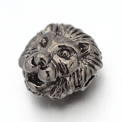 Tibetan Style Alloy Lion Head Beads X-TIBEB-E073-01B-1