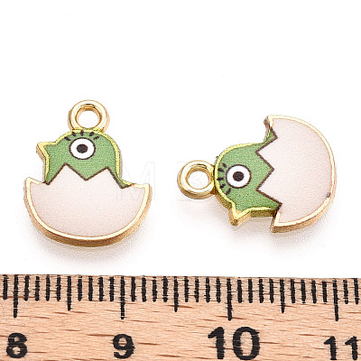 Printed Light Gold Tone Alloy Pendants ENAM-N056-204E-1