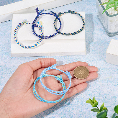 5Pcs 5 Colors Bohemian Cotton Cord Braided Bracelets BJEW-TA0001-27-1