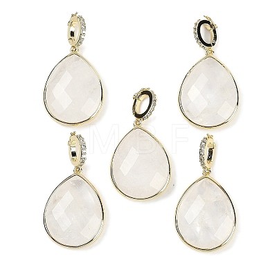 Natural Quartz Crystal Faceted Teardrop Pendants G-B126-04G-06-1