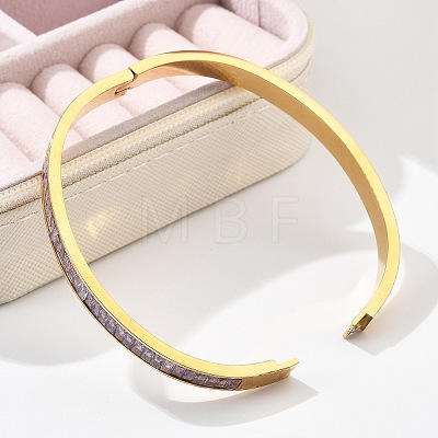 304 Stainless Steel Rhinestone Bangles for Women BJEW-Z092-02G-1